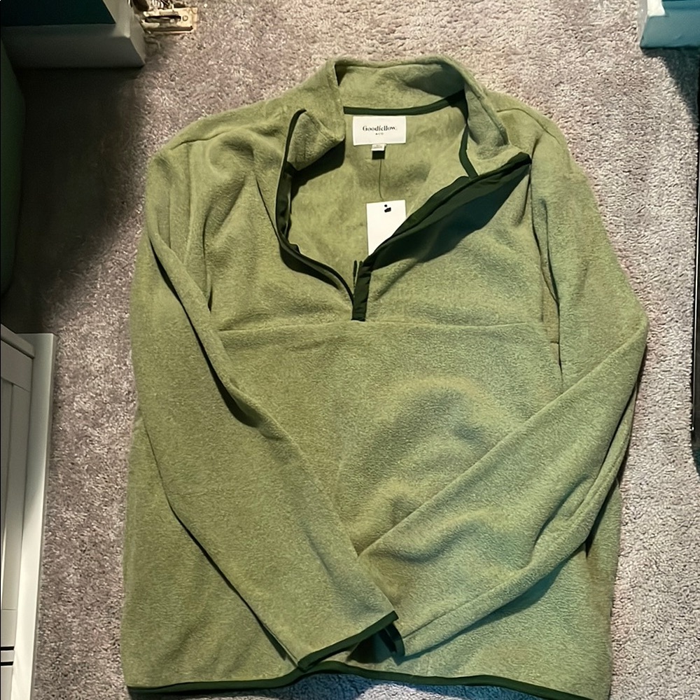 Goodfellow & Co Green Zip Up Sweater with Relaxed Fit